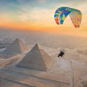 Pyramids Paramotor Flight flying above the Great Pyramid of Giza